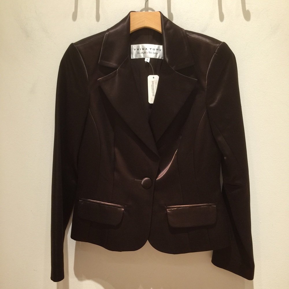 Brown Trina Turk satin-y blazer